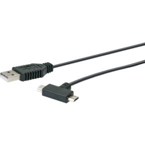 Image of Schwaiger 1xUSB 2.0 A/1xUSB 2.0 Mini-B/1xUSB 2.0 Micro-B 1m 1m USB A Micro-USB B/Mini-USB B Zwart