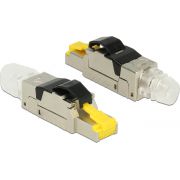 DeLOCK-86285-RJ45-Zwart-Zilver-Transparant-Geel-kabel-connector