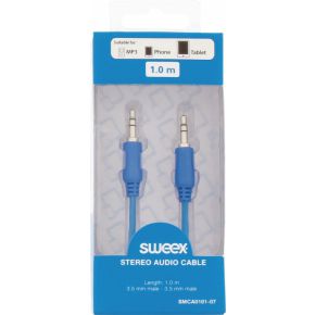 Image of Stereo audio kabel 3.5 mm male - male 1.00 m blauw - Sweex