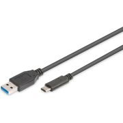 Digitus-AK-300136-010-S-1m-USB-C-USB-A-Mannelijk-Mannelijk-Zwart-USB-kabel