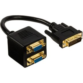 Image of DVI Kabel DVI-I 24+5-Pins Male - 2x VGA Female 0.20 M Zwart