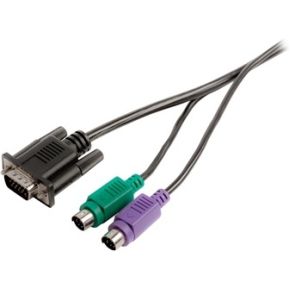Image of KVM kabel VGA male - 2x PS2 male - VGA female - 2x PS2 male 2,00 m zwa