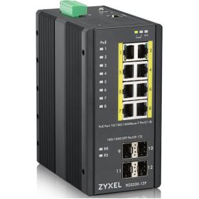Image of ZyXEL RGS200-12P Managed L2 Gigabit Ethernet (10/100/1000) Power over Ethernet (PoE) Zwart