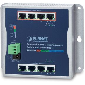 Image of Planet WGS-804HPT Gigabit Ethernet (10/100/1000) Power over Ethernet (PoE) Zwart netwerk-switch