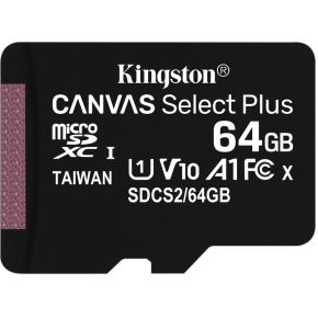 Kingston Technology Canvas Select Plus flashgeheugen 64 GB MicroSDXC Klasse 10 UHS-I