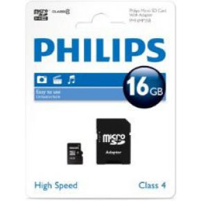 Image of Philips Flash Micro SDHC Card 16GB Class 10 + Adapter