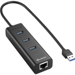 Image of 3-Port USB 3.0 Alu Hub +RJ45 Bk