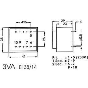 Image of Encapsulated Transformer 3va 2 X 6v / 2 X 0.250a