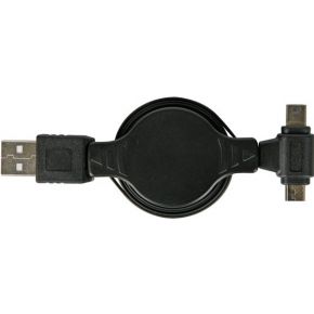 Image of Usb Naar Micro Usb + Mini Usb Laadadapter - Zelfoprollend