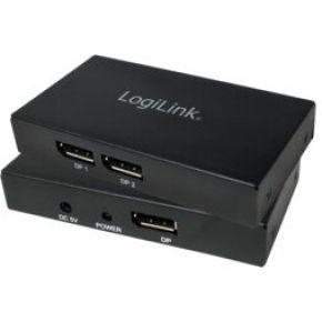 Image of 2 poorten DisplayPort-splitter LogiLink Ultra HD-geschikt 3840 x 2160 pix Zwart