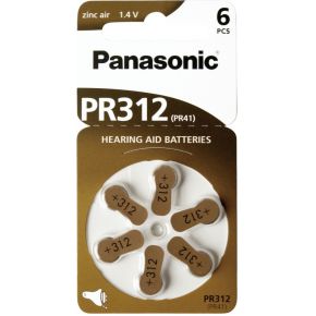 Image of Panasonic PR 312 hoorapparaat cellen Zinc Air 6 stuks