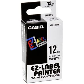 Image of Casio KR-12WE Labeltape Tapekleur: Wit Tekstkleur:Zwart 12 mm 8 m