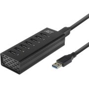 ACT-USB-Hub-3-2-7x-USB-A-met-stroomadapter-zwart