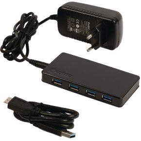 Image of 4 Poorten Hub USB 3.0 Gevoed Zwart
