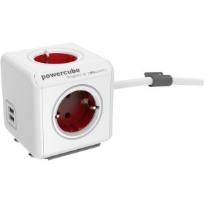 Image of allocacoc PowerCube Extended USB incl. 1,5 m kabel rood Type