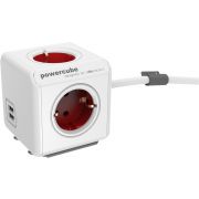 Allocacoc-PowerCube-Extended-USB-incl-1-5-m-kabel-rood-Type-F