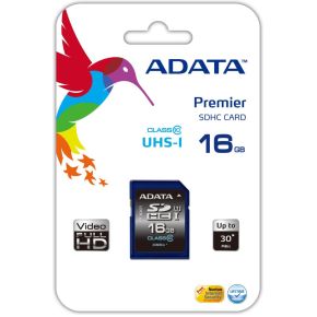 Image of ADATA - Memory Card SDHC 16 GB 50/33 MB/sec (Premier SDHC UHS-I U1 Class10 16GB)