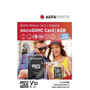 Image of AgfaPhoto Mobile High Speed 4GB MicroSDHC Class 10 (+ Adapte