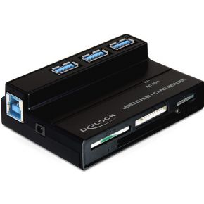 DeLOCK 91721 geheugenkaartlezer USB 3.0 met 3 ports USB 3.0 hub