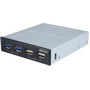 Image of Akasa 4 poorten USB 3.0-, USB 2.0-front adapter-hub Zwart