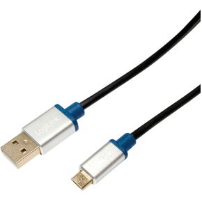 Image of LogiLink 1m, USB2.0-A/USB2.0 Micro-B 1m USB A Micro-USB B Zwart