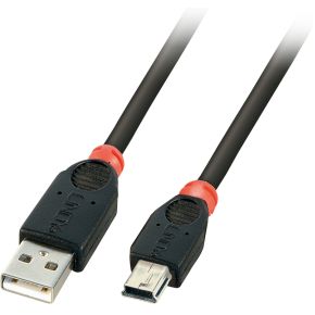 Image of Lindy 41791 0.5m USB A Mini-USB B Zwart USB-kabel