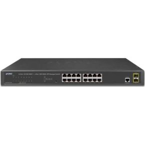 Image of Planet GS-4210-16T2S Managed L2 Gigabit Ethernet (10/100/1000) 1U Zwart netwerk-switch