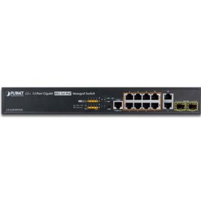 Image of Planet GS-5220-8P2T2S Managed L2+ Gigabit Ethernet (10/100/1000) Power over Ethernet (PoE) 1U Zwart