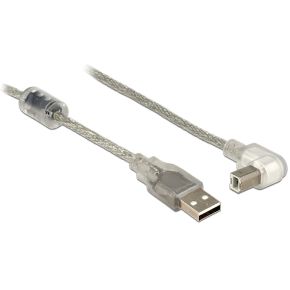 Image of DeLOCK 0.5m, USB2.0-A/USB2.0-B 0.5m USB A USB B Zilver, Transparant