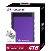 Transcend-StoreJet-25H3-4000GB-Zwart-Paars