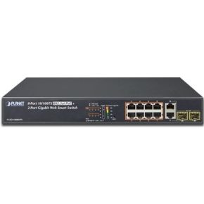 Image of Planet FGSD-1008HPS Unmanaged Fast Ethernet (10/100) Power over Ethernet (PoE) 1U Zwart netwerk-swit