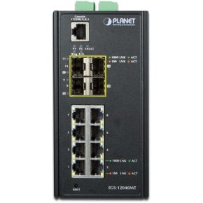 Image of Planet IGS-12040MT Managed Gigabit Ethernet (10/100/1000) Zwart netwerk-switch