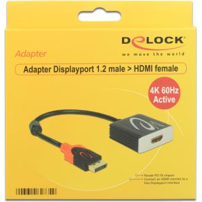 Image of DeLOCK 62734 Displayport HDMI Zwart kabeladapter/verloopstukje