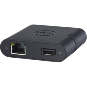 Image of DELL 470-ABBH USB VGA, USB 2.0, RJ-45, HDMI Zwart kabeladapter/verloopstukje