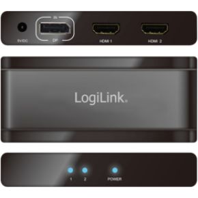 Image of 2 poorten DisplayPort-splitter LogiLink 3840 x 2160 pix Zwart
