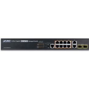 Image of Planet GS-4210-8P2T2S Managed Gigabit Ethernet (10/100/1000) Power over Ethernet (PoE) 1U Zwart netw