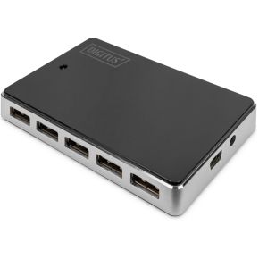 Image of Digitus 10 poorten USB 2.0 hub DA-70229 Zwart/zilver