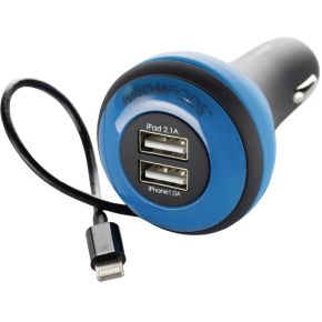Image of Boompods Auto oplader USB Carpod - iPhone 5/5s/iPad/iPod - Blauw