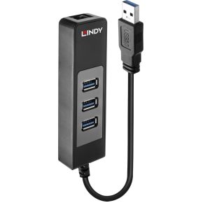 Image of Lindy 43176 USB 3.0 (3.1 Gen 1) Type-A 5000Mbit/s Zwart hub & concentrator