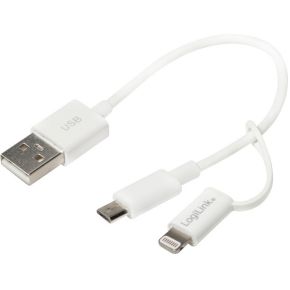 Image of LogiLink 0.15m, USB-A/Micro USB-B+Lightning 0.15m USB A Micro-USB B/Lightning Wit