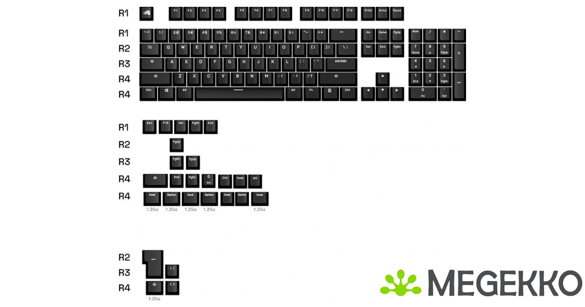 Megekko.nl - Glorious GPBT Basics Keycaps Classic Black - US