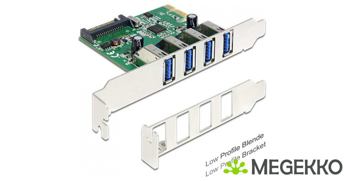 Megekko.nl - Delock 89360 PCI Express x1-kaart naar 4 x externe USB Type-