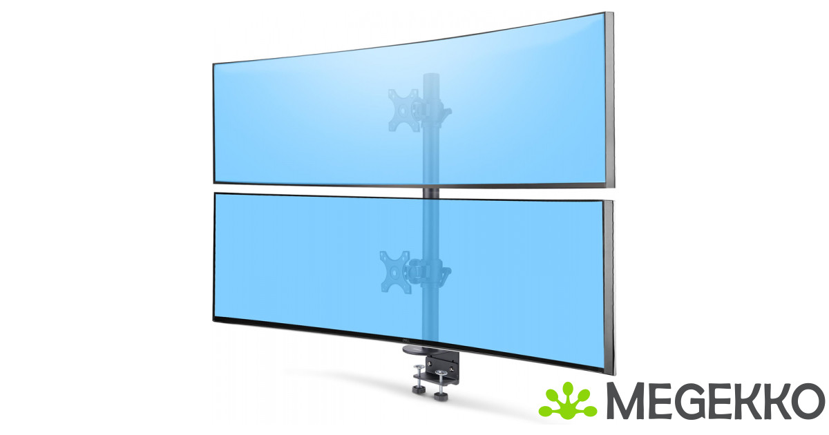 Dual Monitor Stand - Verticaal stapelscherm Vrijstaande monitorstandaard voor schermen van 13 tot 34 inch met draaibaar, kantelbaar en in hoogte verstelbaar wit