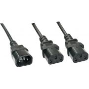 Lindy 30363 electriciteitssnoer Zwart 1 m C14 stekker 2 x C13 stekker