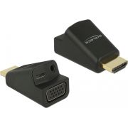 DeLOCK 65895 tussenstuk voor kabels HDMI A VGA & 3.5 mm Audio Zwart