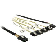 DeLOCK 1m, Mini SAS SFF-8087/4xSATA 7p Zwart, Zilver, Geel