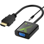 Techly HDMI - VGA+3.5mm M/F HDMI VGA+3.5mm Zwart kabeladapter/verloopstukje