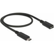 DeLOCK 85532 0.5m USB C USB C Mannelijk Vrouwelijk Zwart USB-kabel
