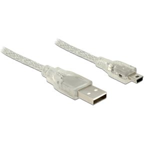DeLOCK 1m, USB2.0-A/USB2.0 Mini-B USB-kabel USB A Mini-USB B Transparant