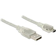 DeLOCK 1m, USB2.0-A/USB2.0 Mini-B USB-kabel USB A Mini-USB B Transparant